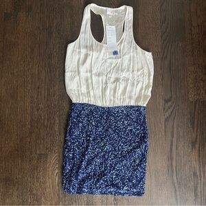 NWT‎ Parker Cream and Blue sequin Dress, Size M